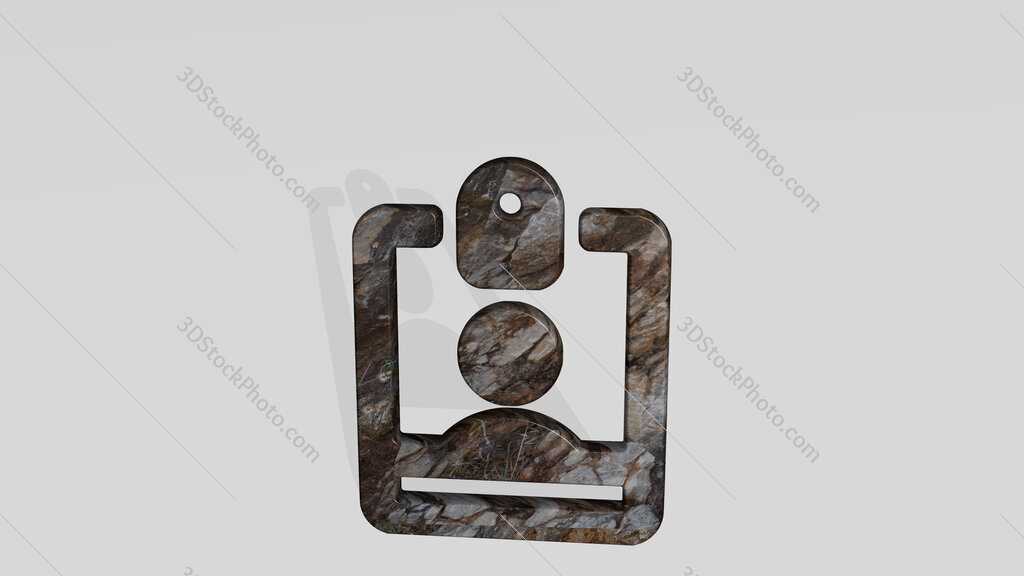single neutral id card 3D icon standing on the floor