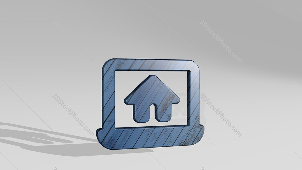 real estate app house laptop 3D icon standing on the floor