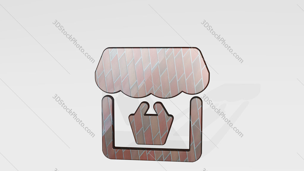 shop cart 3D icon standing on the floor