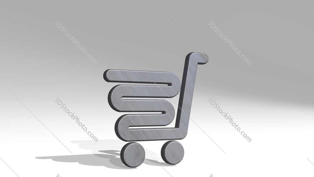 shopping cart 3D icon standing on the floor