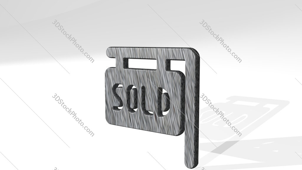 real estate sign board sold 3D icon standing on the floor