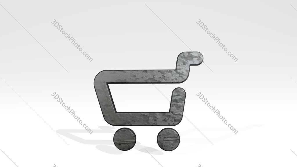 shopping cart 3D icon standing on the floor