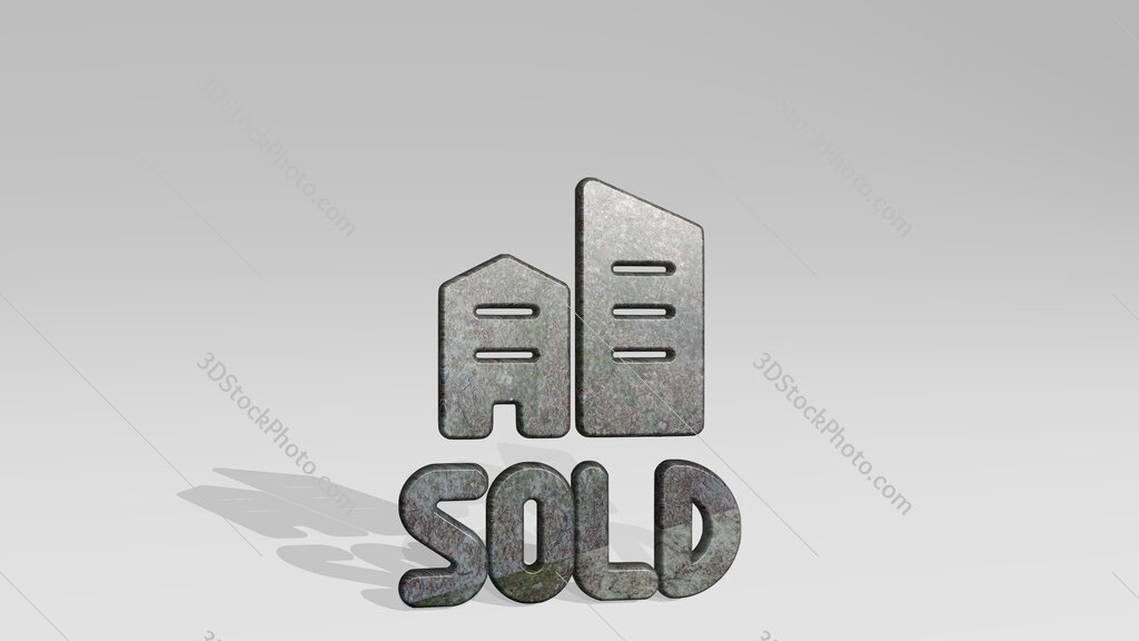 real estate sign building sold 3D icon standing on the floor