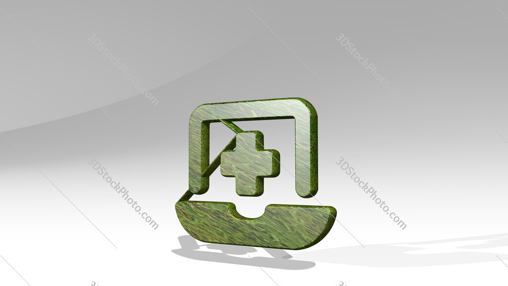 medical app laptop 3D icon standing on the floor