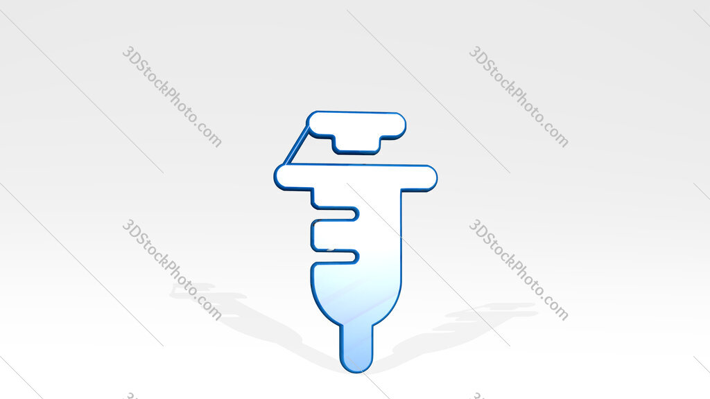 medical instrument syringe 3D icon standing on the floor