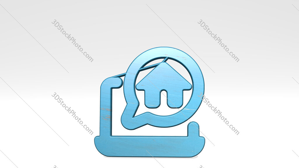 real estate app house laptop 3D icon standing on the floor