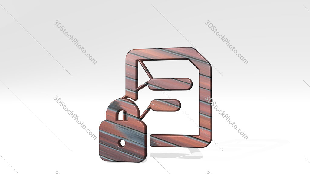common file text lock 3D icon standing on the floor