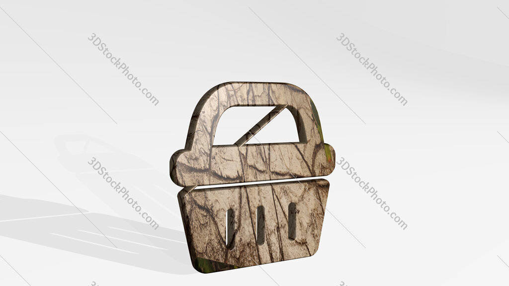 shopping basket handle 3D icon standing on the floor