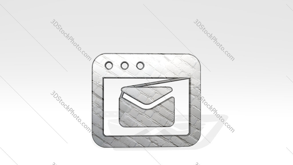 app window mail 3D icon standing on the floor