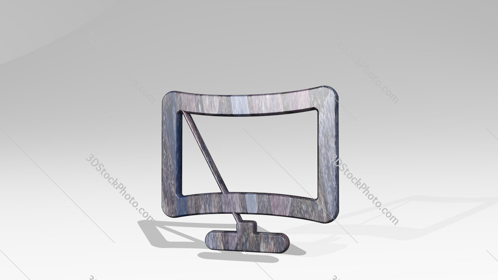 screen curved 3D icon standing on the floor