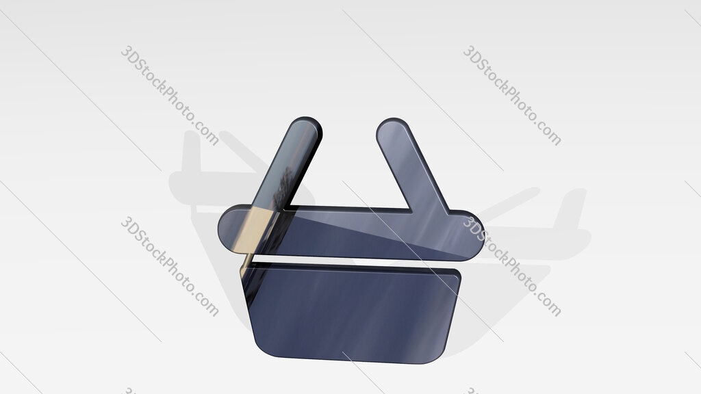 shopping basket 3D icon standing on the floor