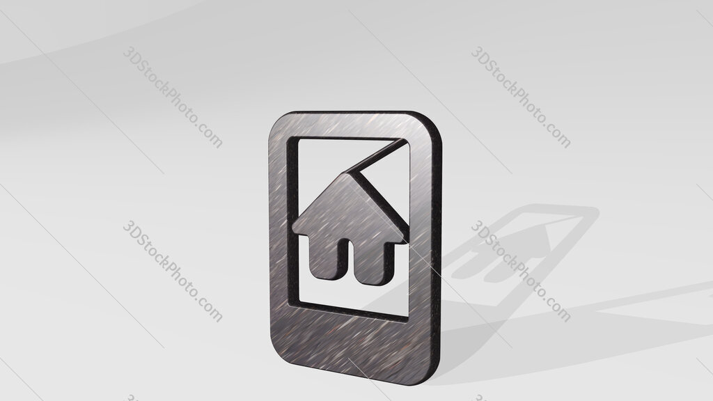 real estate app house smartphone 3D icon standing on the floor