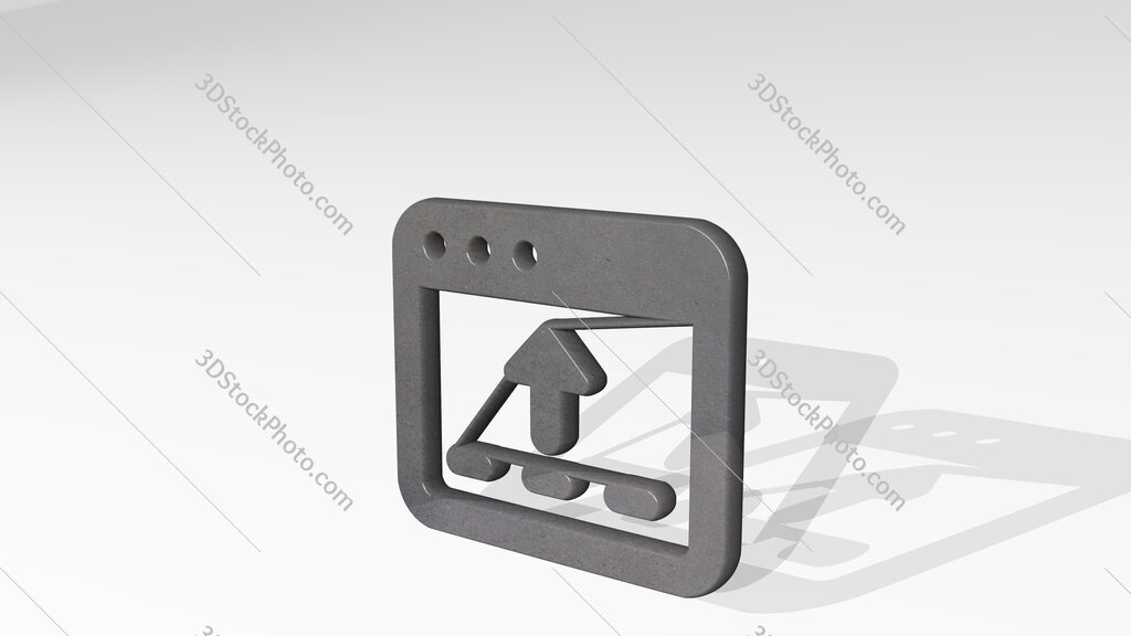 app window move up 3D icon standing on the floor