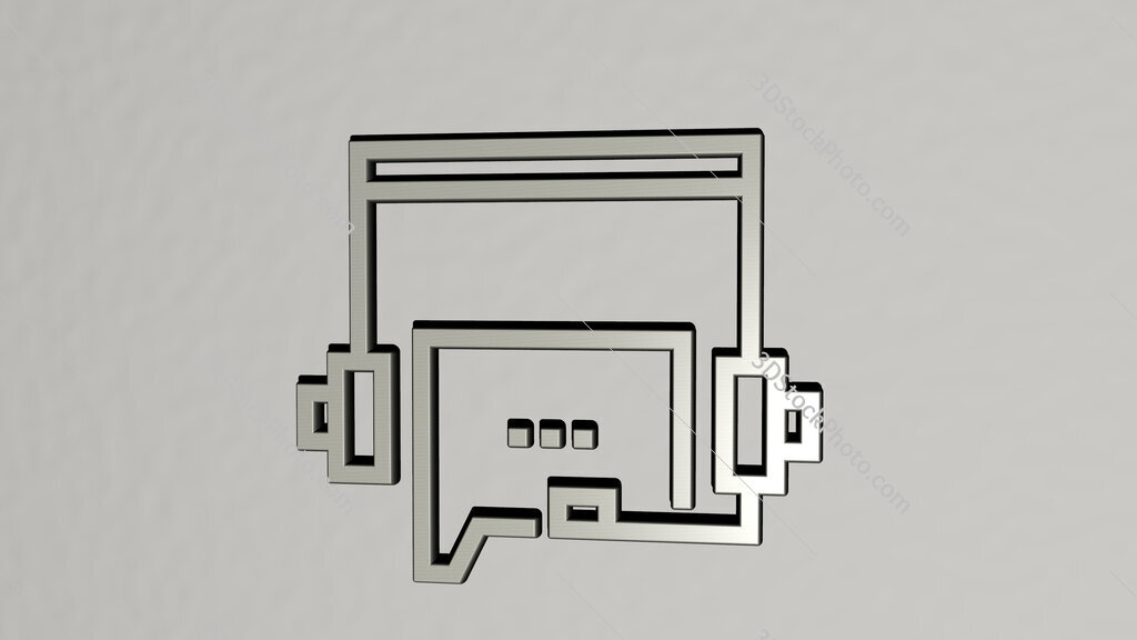 customer-service 3D icon on the wall