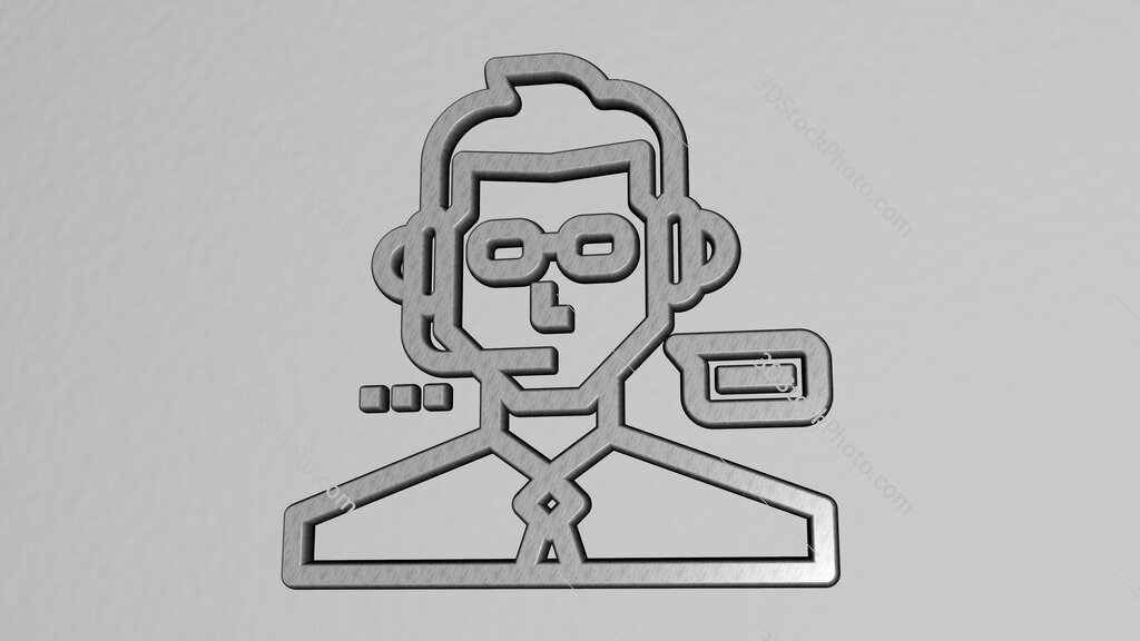 customer-service 3D icon on the wall