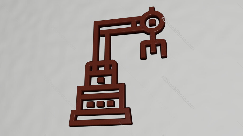 industrial-robot 3D icon on the wall