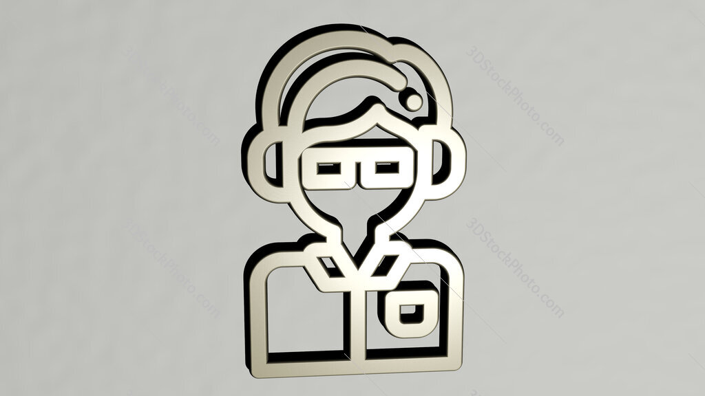 customer-service 3D icon on the wall