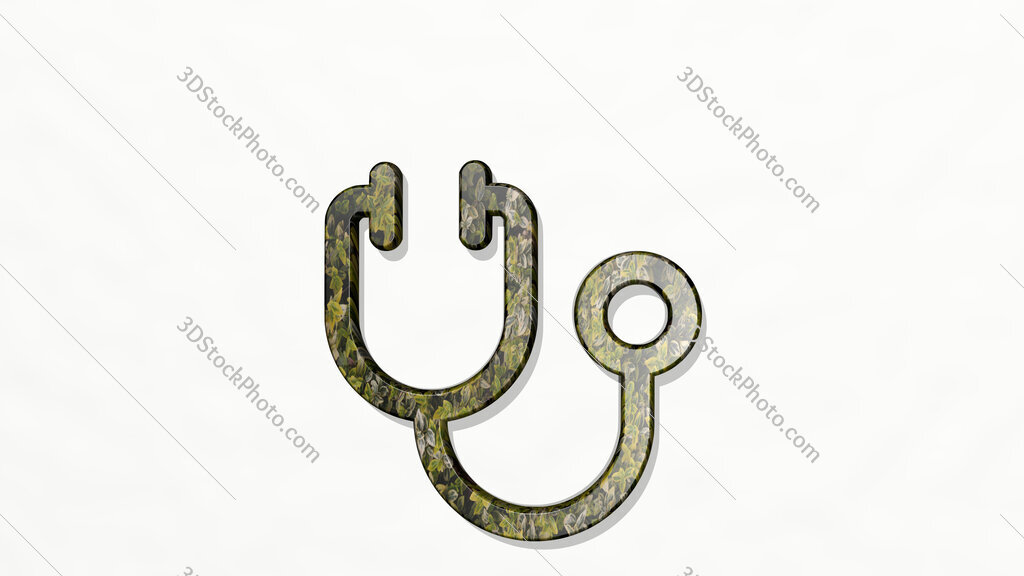 medical instrument stethoscope 3D icon on the wall