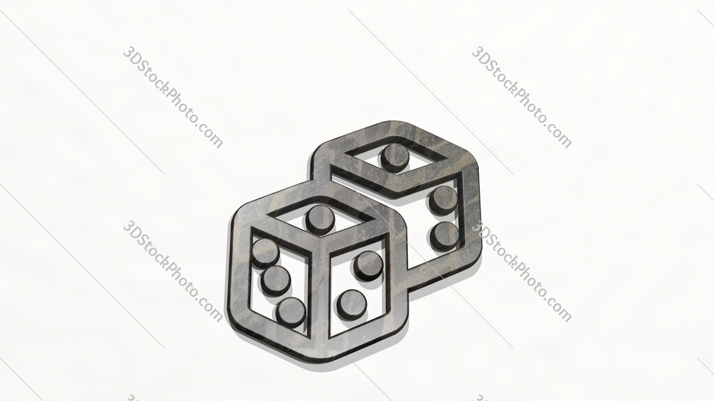 board game dice 3D icon on the wall