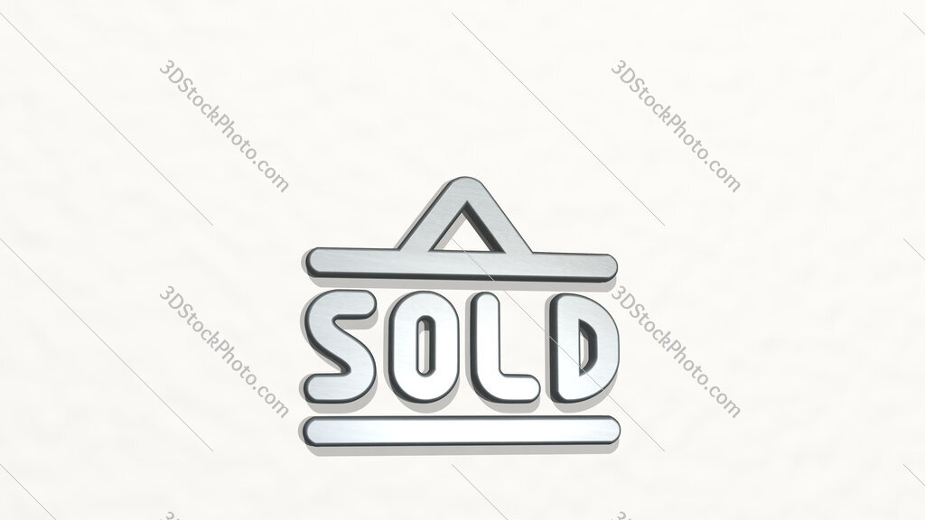 real estate sign board sold 3D icon on the wall