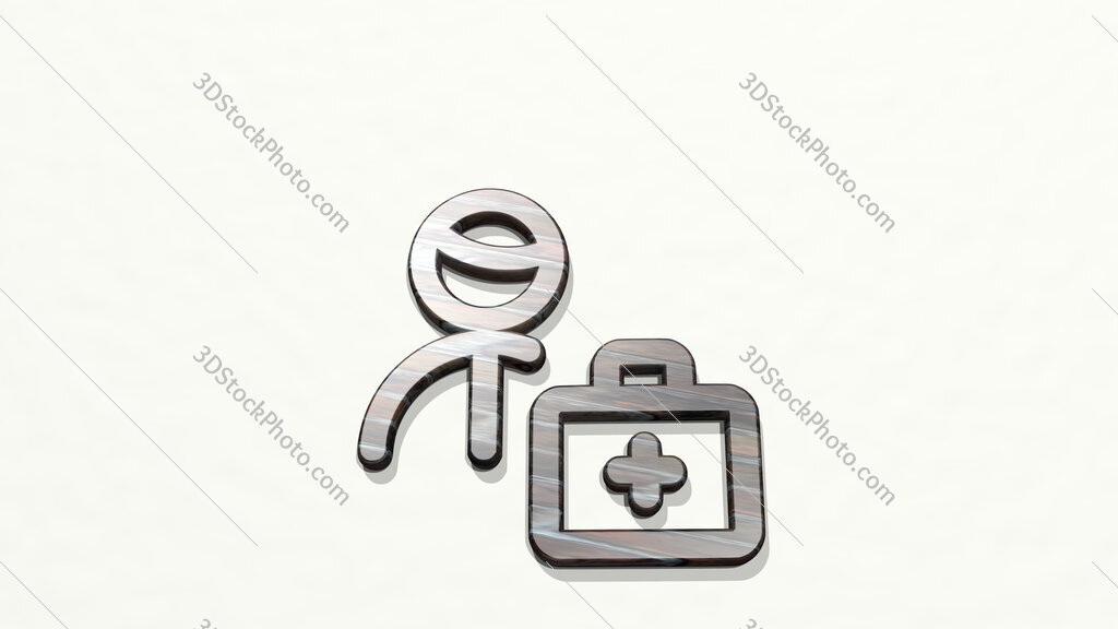 medical personnel doctor 3D icon on the wall