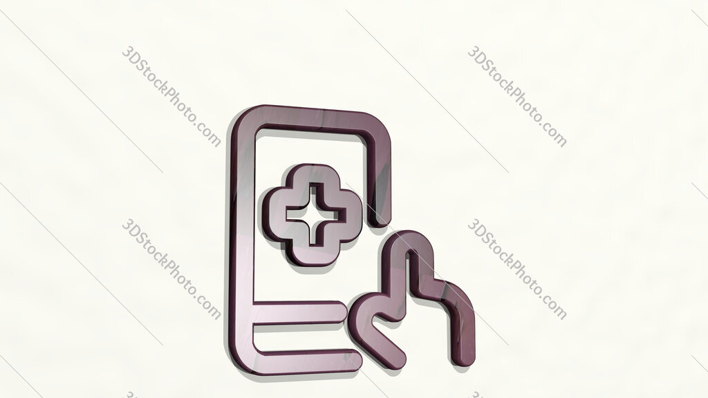 medical app smartphone touch 3D icon on the wall