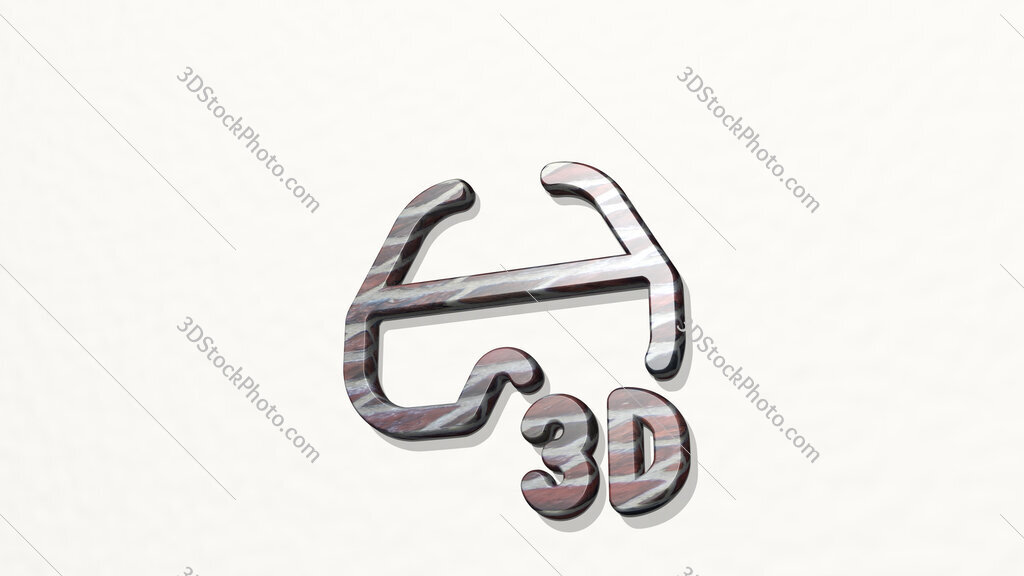 modern tv 3d glasses 3D icon on the wall