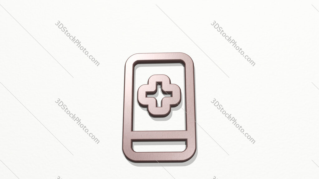 medical app smartphone 3D icon on the wall
