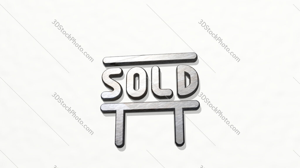 real estate sign board sold 3D icon on the wall