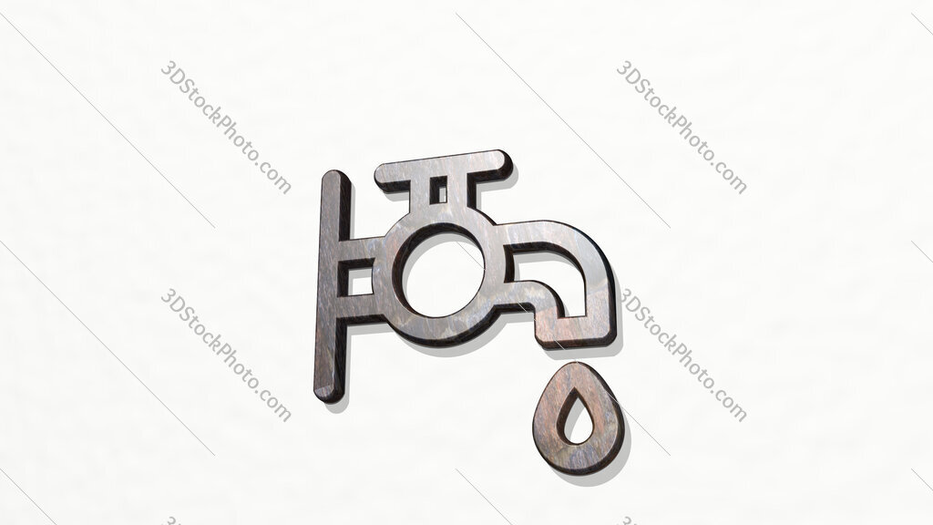 water protection faucet 3D icon on the wall