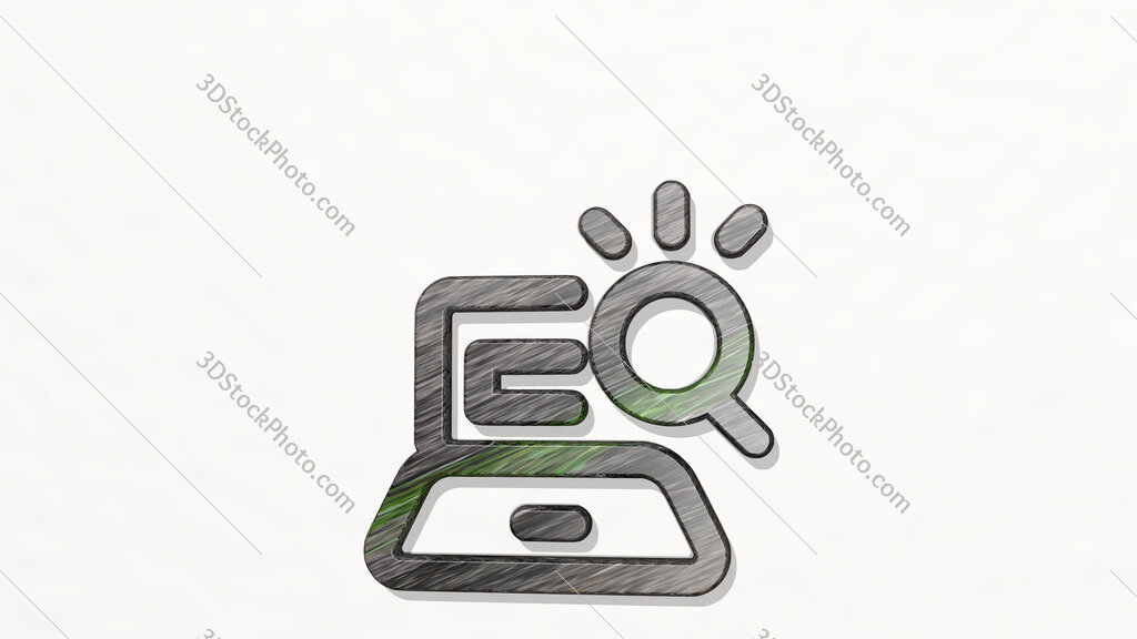 seo search laptop 3D icon on the wall