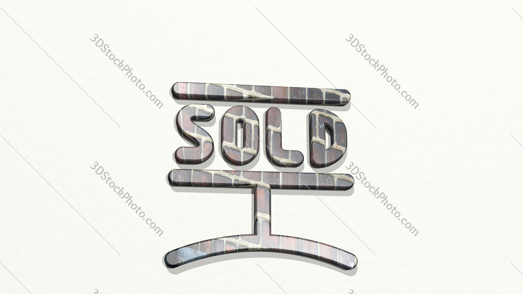 real estate sign sold 3D icon on the wall