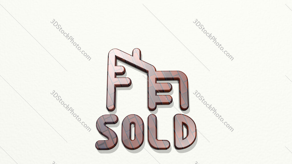 real estate sign building sold 3D icon on the wall