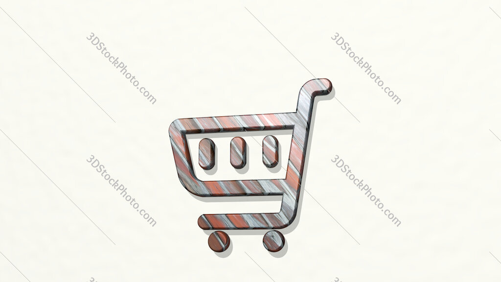 shopping cart 3D icon on the wall