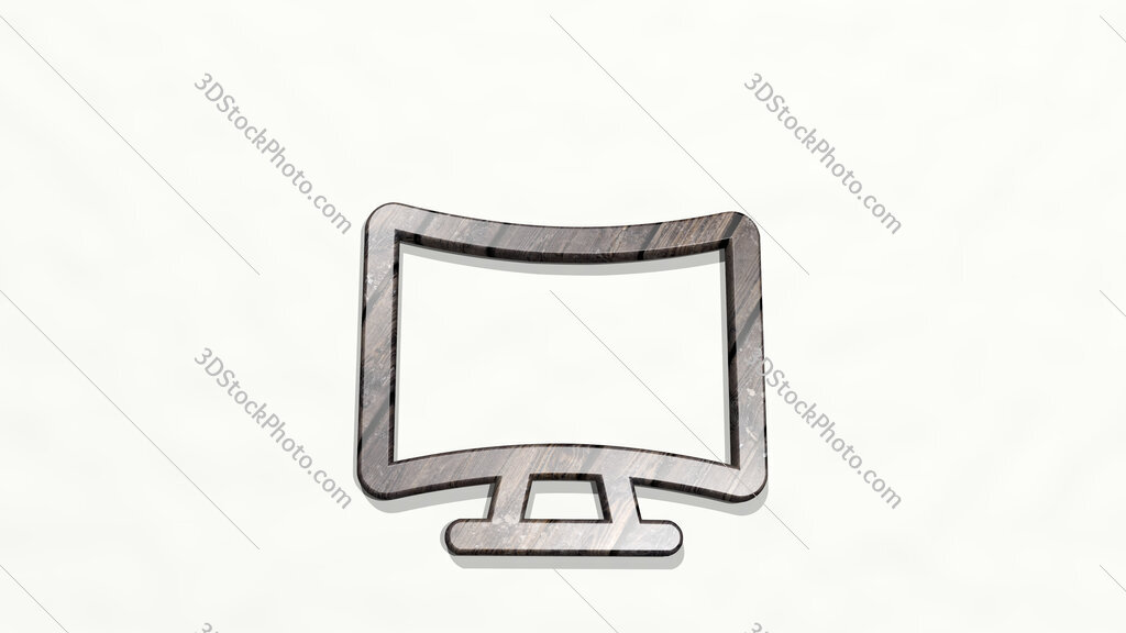 screen curved 3D icon on the wall