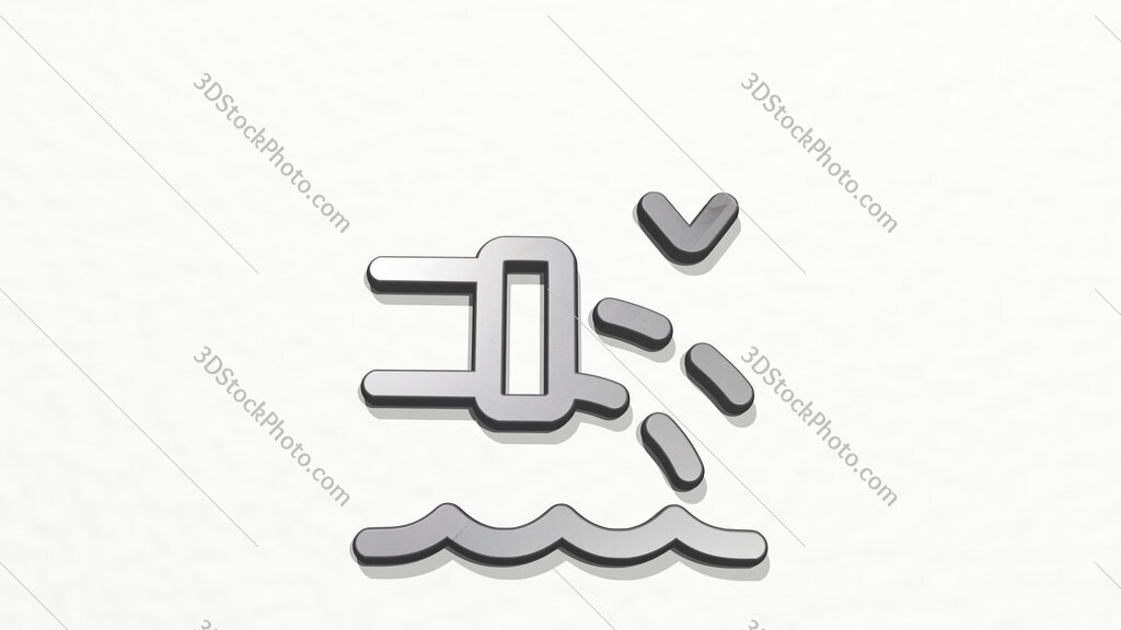 pollution faucet water 3D icon on the wall