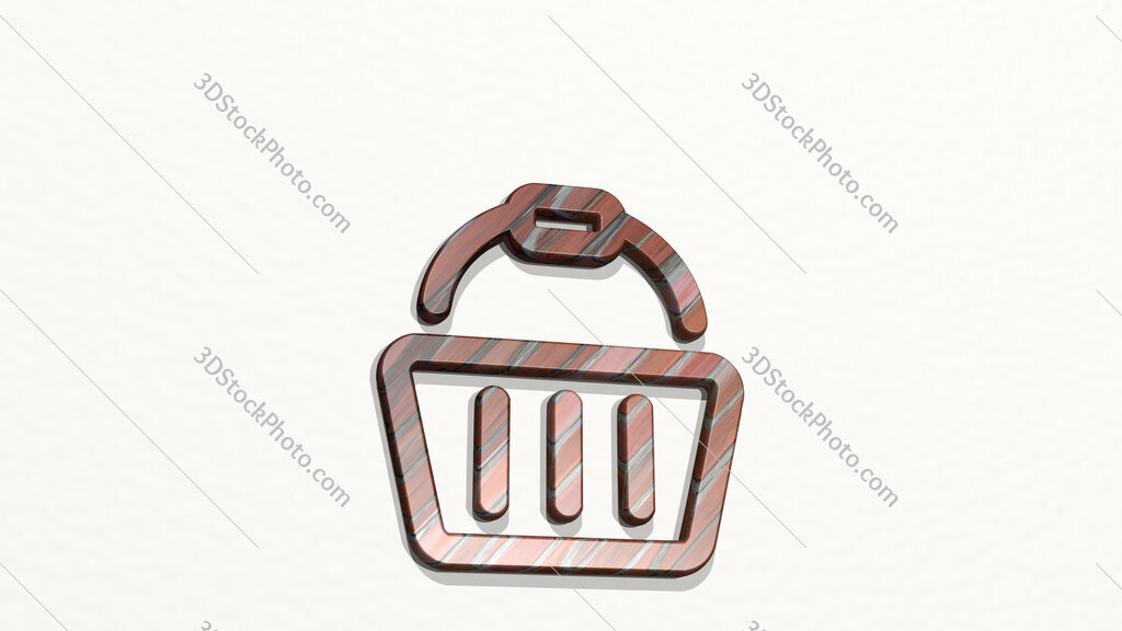 shopping basket handle 3D icon on the wall