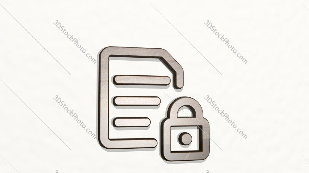 common file text lock 3D icon on the wall