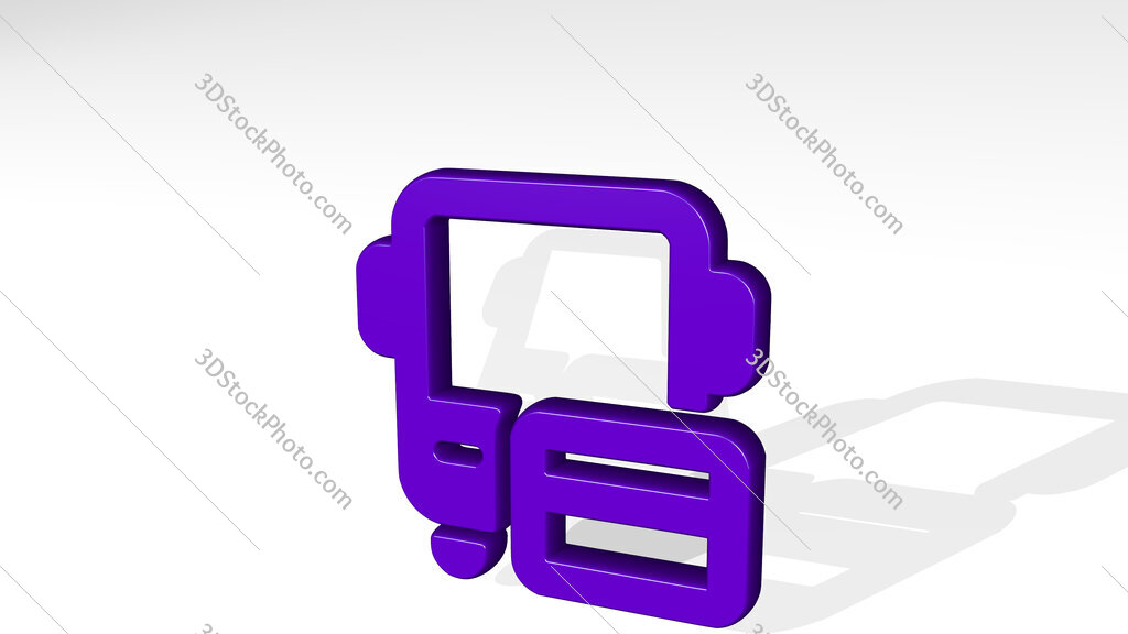 bus ticket 3D icon casting shadow