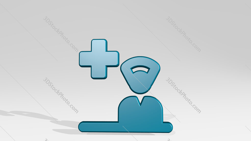 medical personnel nurse 3D icon casting shadow
