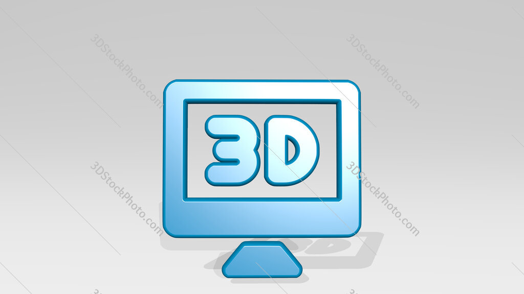 modern tv 3d 3D icon casting shadow
