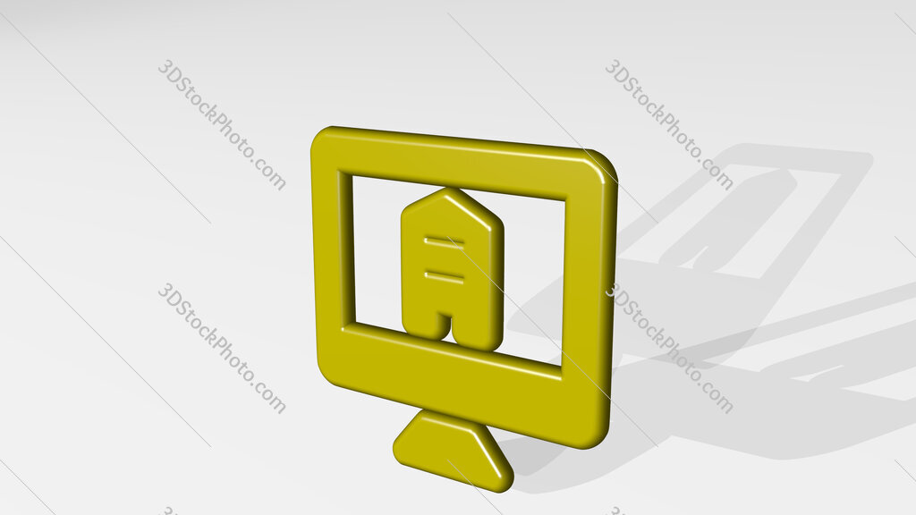 real estate app building monitor 3D icon casting shadow