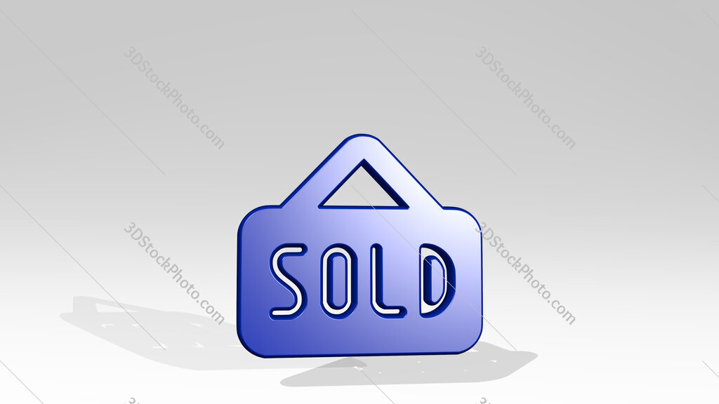 real estate sign board sold 3D icon casting shadow