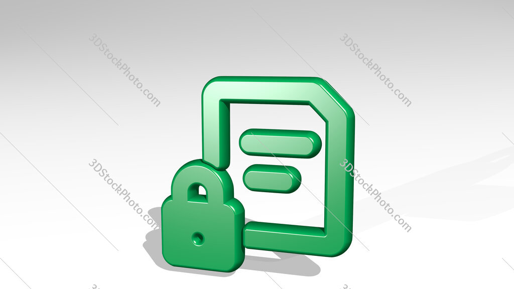 common file text lock 3D icon casting shadow