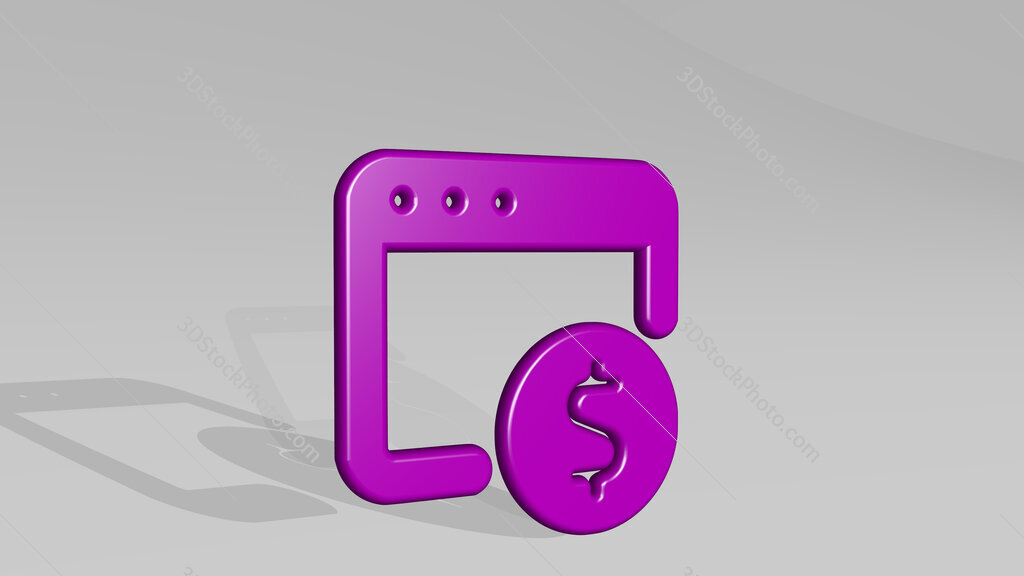app window cash 3D icon casting shadow