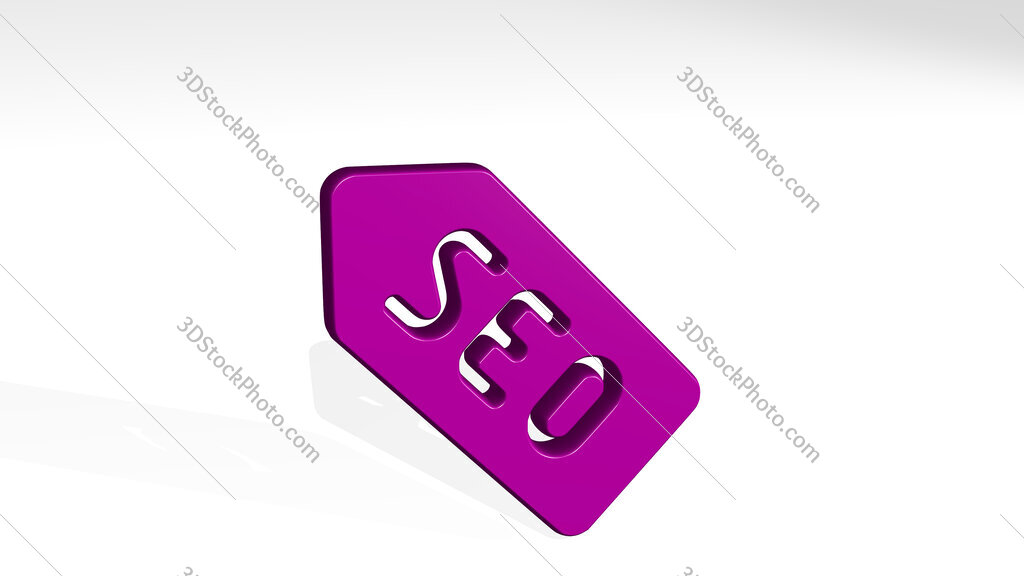 seo label 3D icon casting shadow