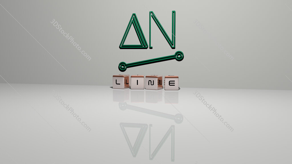 line text of cubic dice letters on the floor and 3D icon on the wall