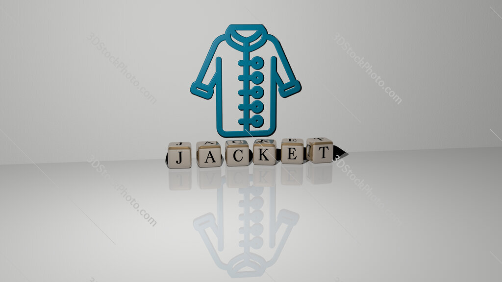 jacket text of cubic dice letters on the floor and 3D icon on the wall