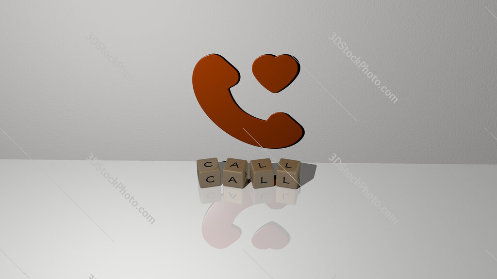 call text of cubic dice letters on the floor and 3D icon on the wall