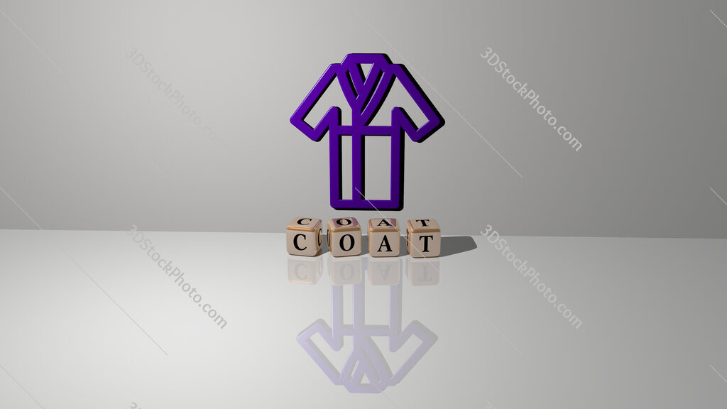 coat text of cubic dice letters on the floor and 3D icon on the wall